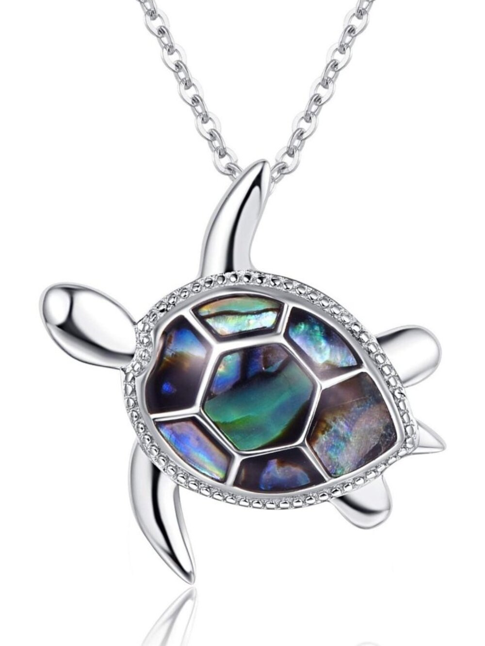 925 Sterling Silver Sea Turtle Necklace with Abalone Shell - Perfect Gift for